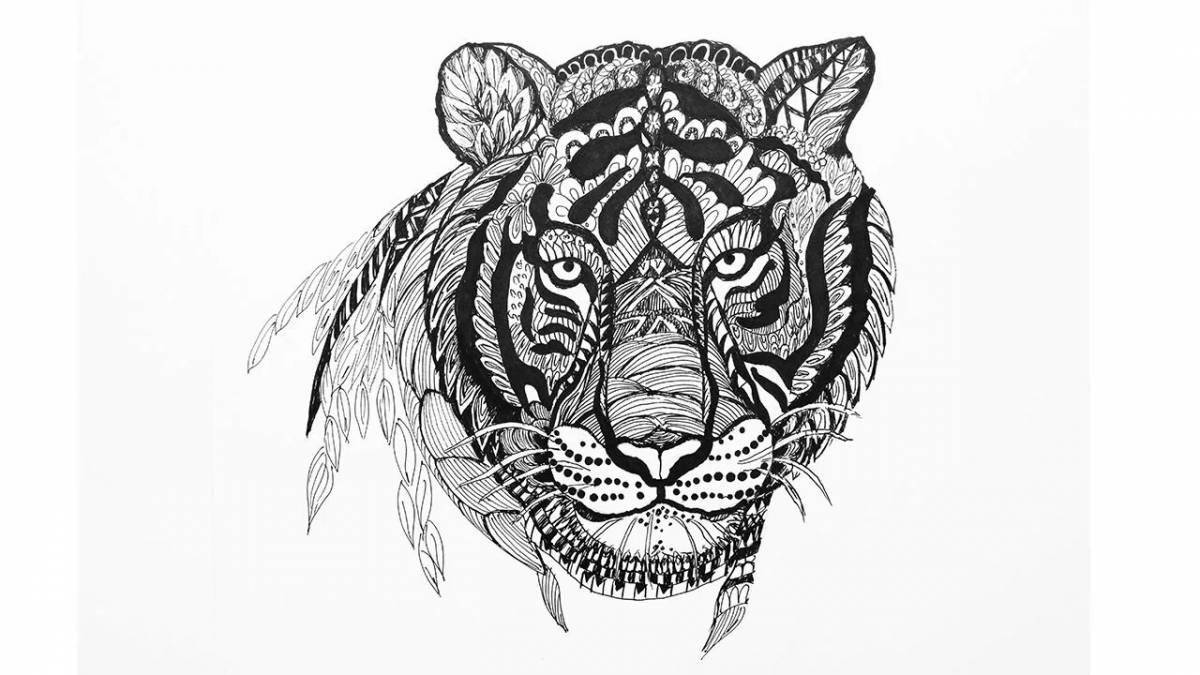 Live coloring antistress tiger cub