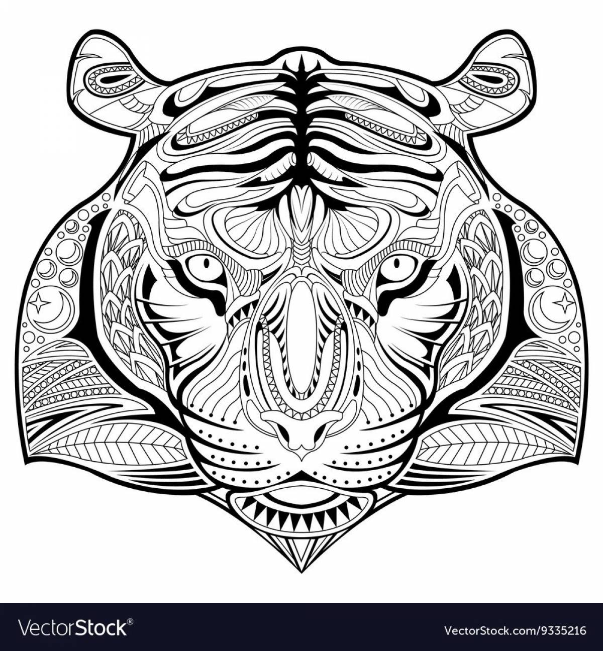 Noble coloring page tiger cub antistress