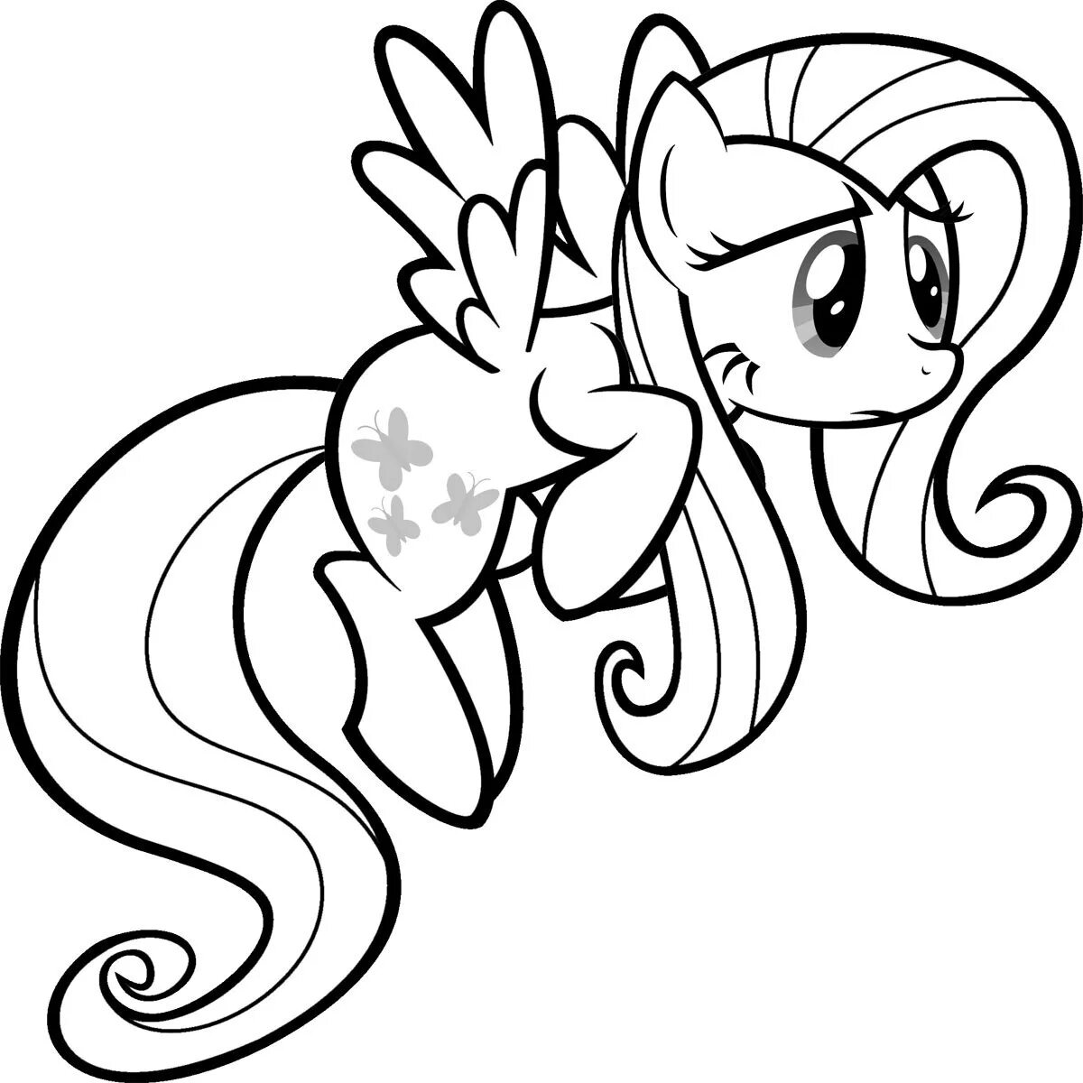 Coloring page exotic pony watershine