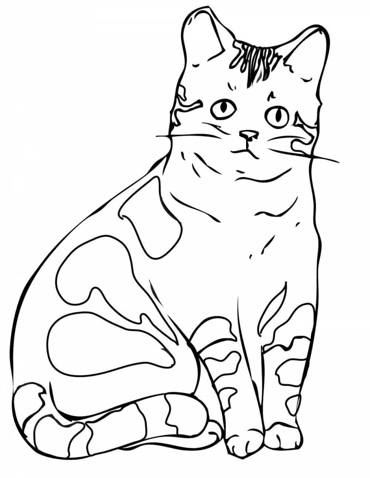 Coloring page graceful white cat
