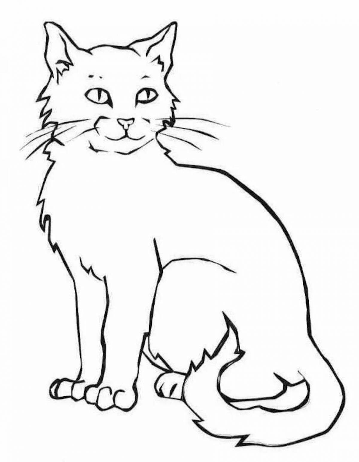 Cunning white cat coloring page