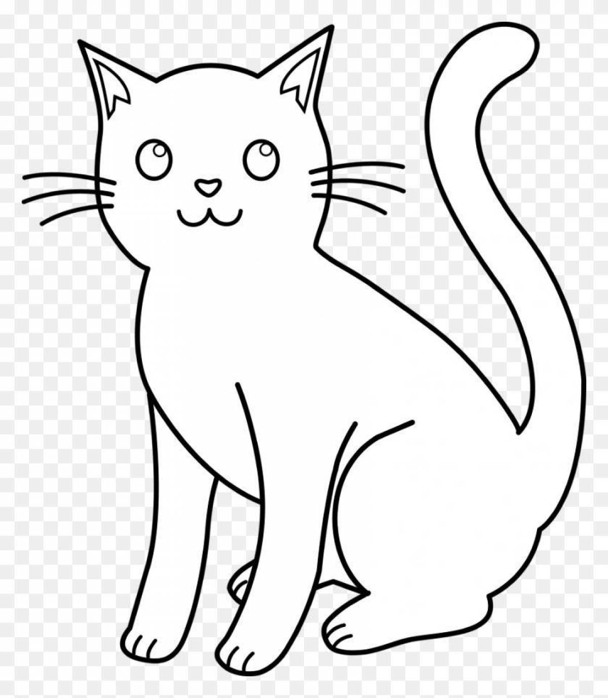 Coloring page happy white cat