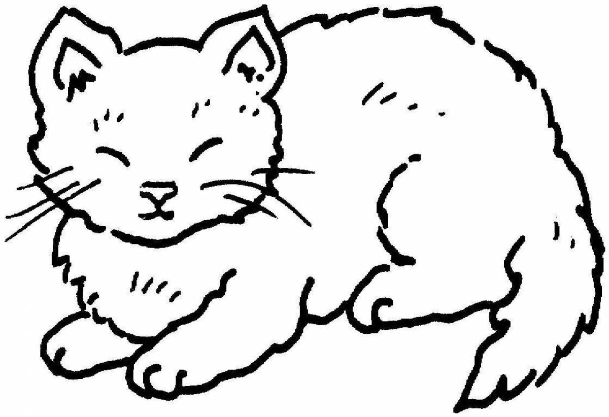 Coloring book funny white cat