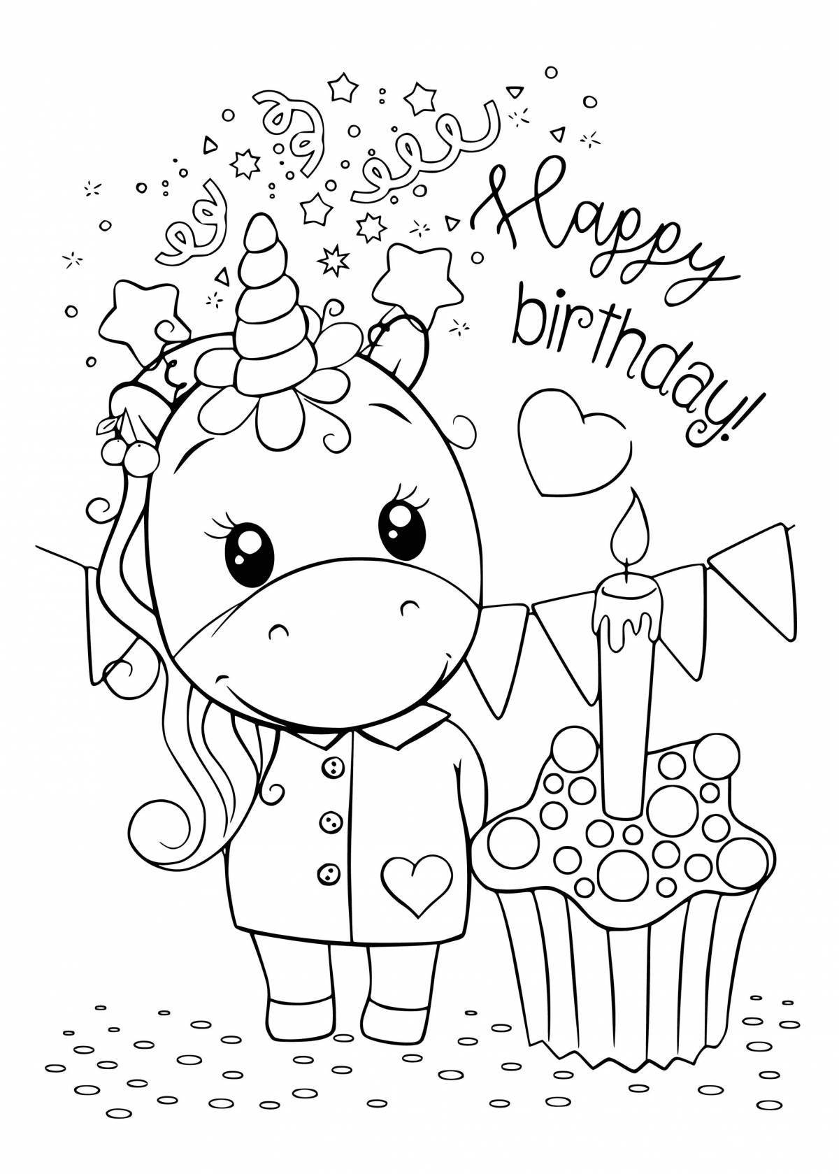 Playful greeting card coloring page