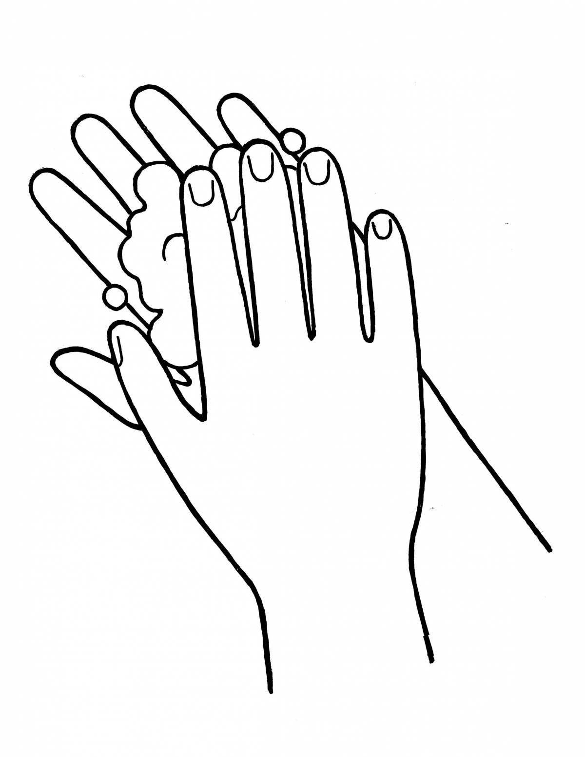 Colorful hand washing coloring page