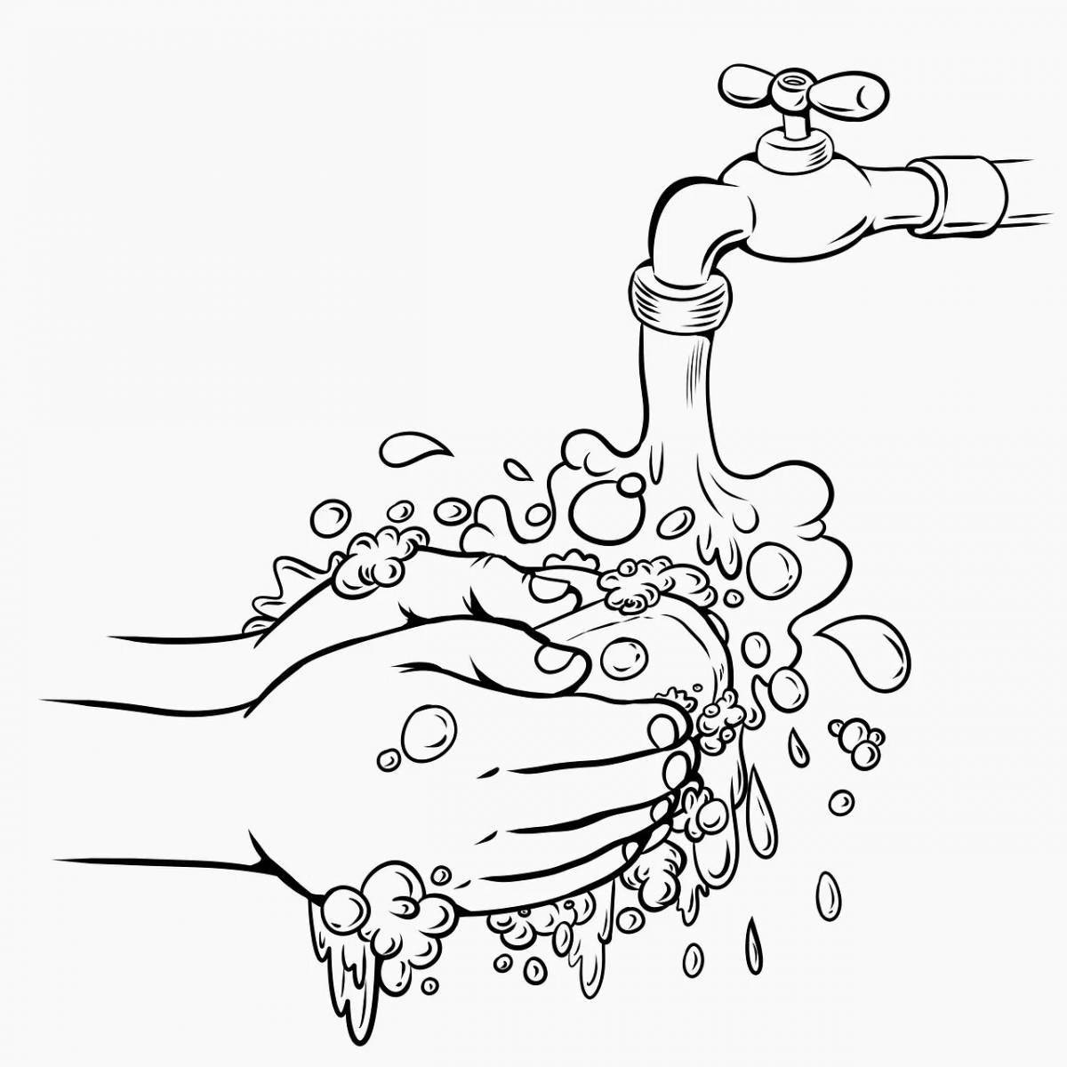 Раскраска радостное мытье рук