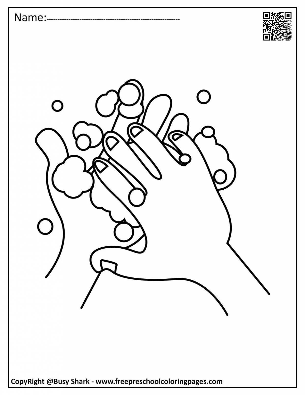 Colouring funny hand washing