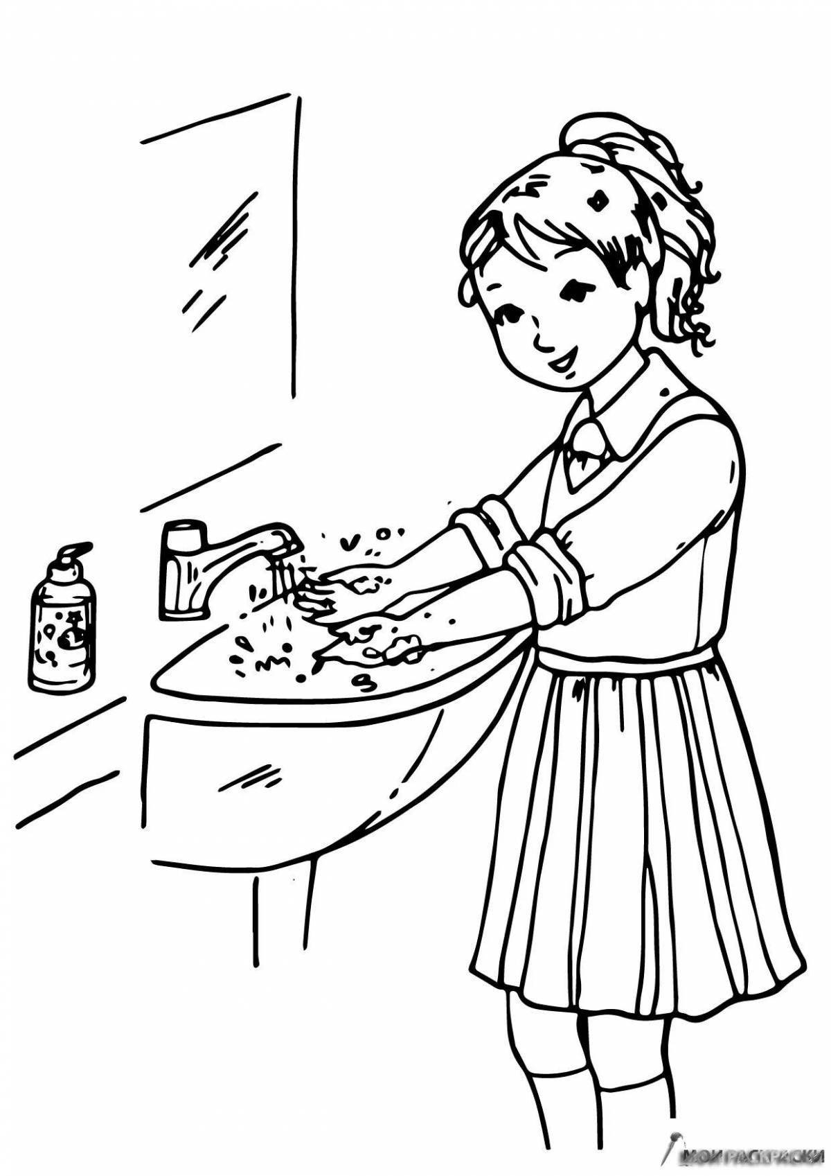 Happy hand washing coloring book