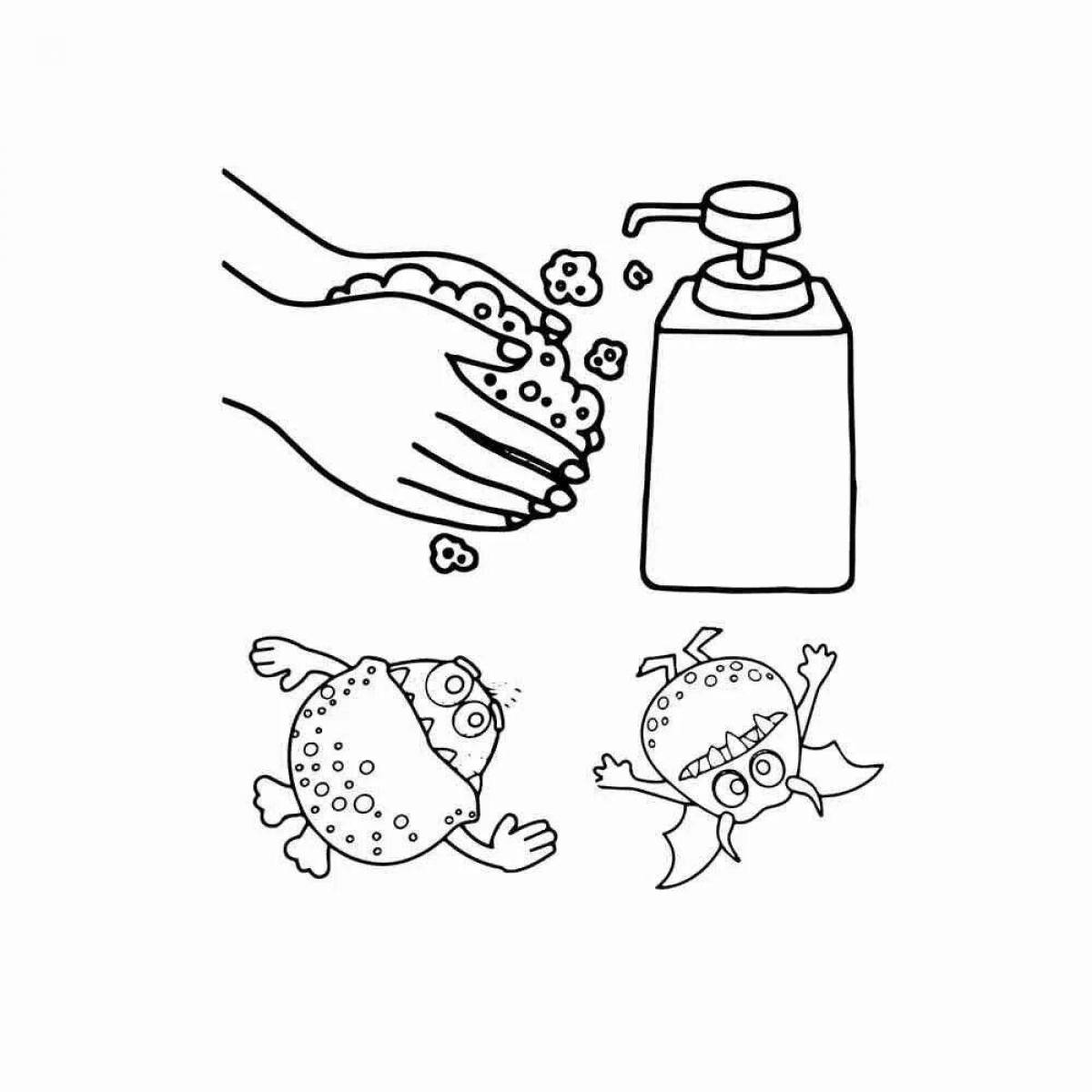 Creative hand washing coloring book