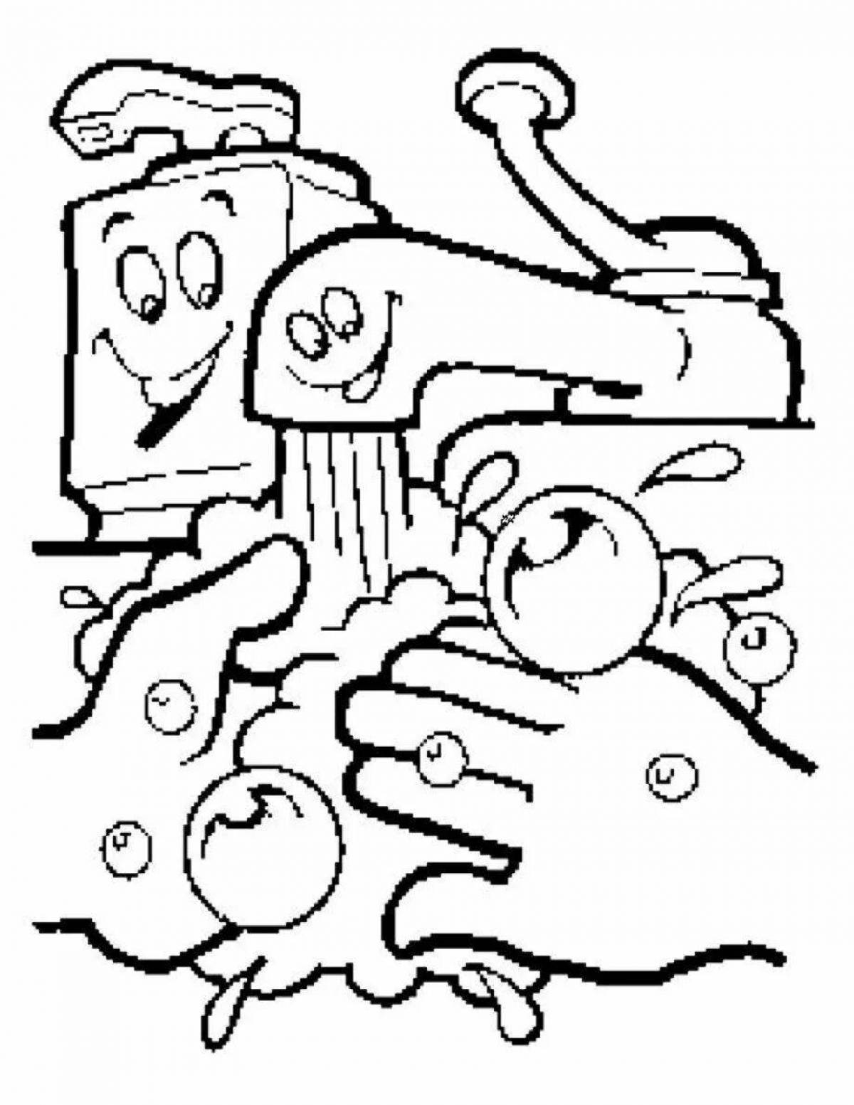 Colored hand washing coloring page