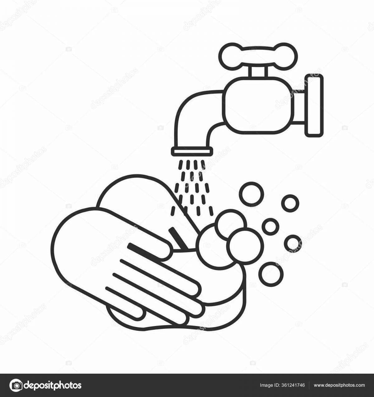 Colorful hand washing coloring book