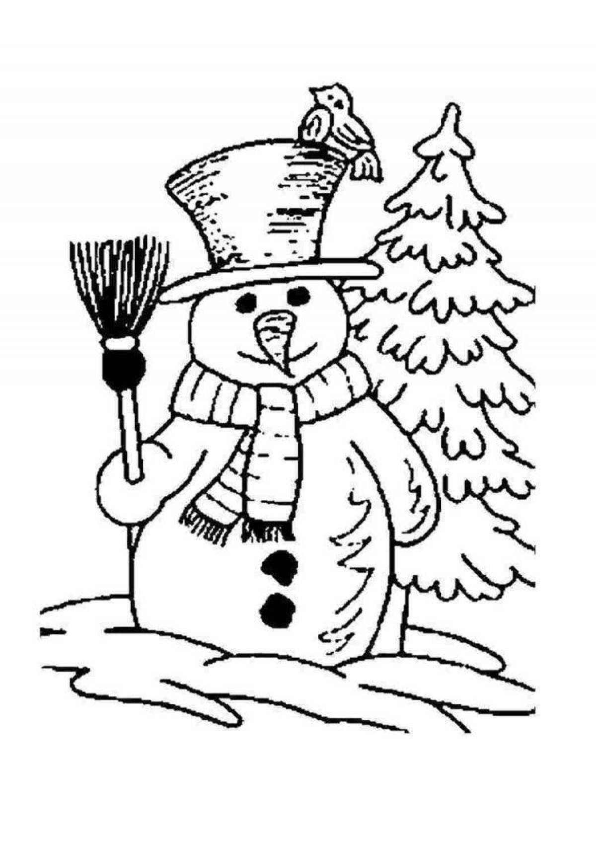 Очаровательная детская раскраска снеговик