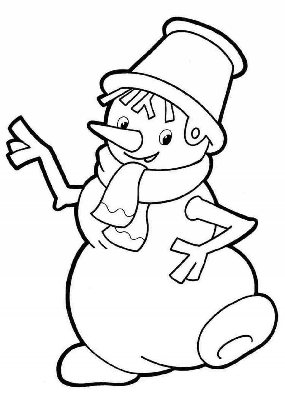 Whimsical children's coloring snowman
