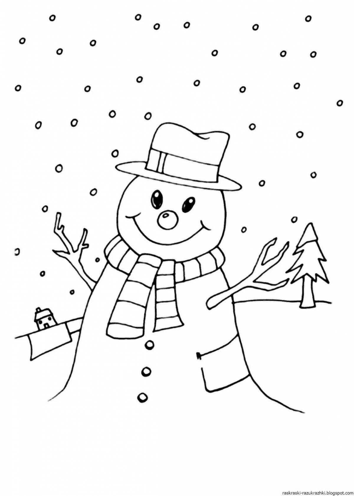 Live children's coloring snowman