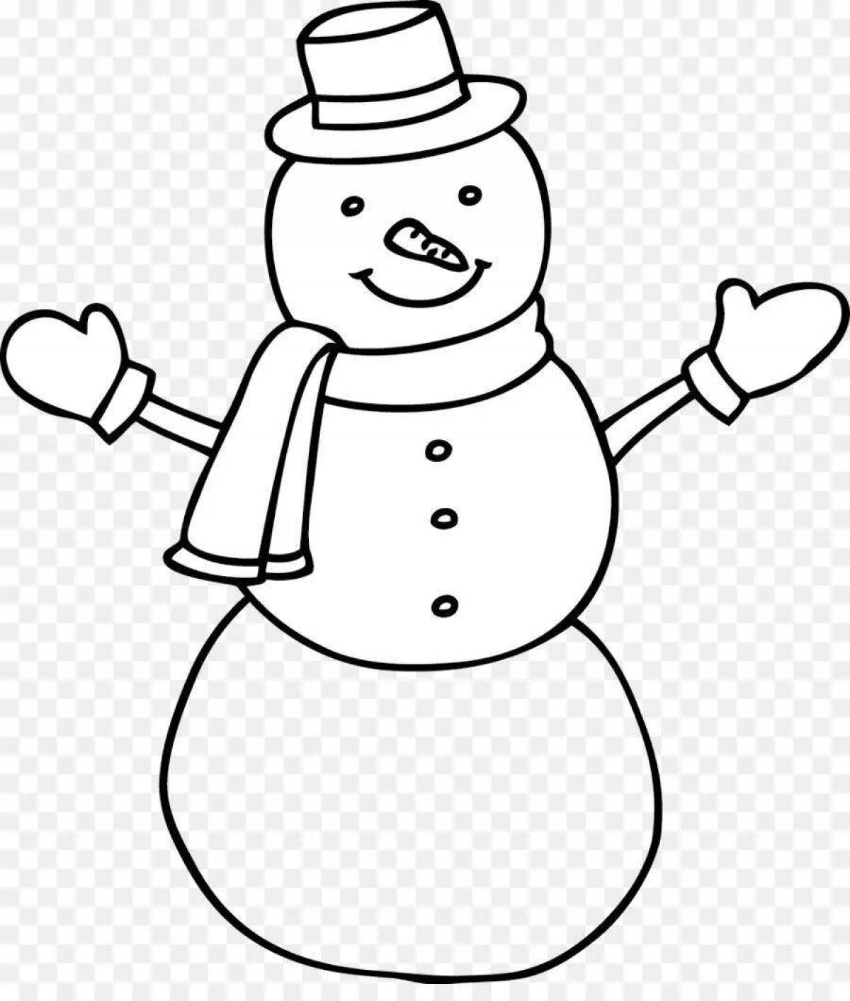 Креативная детская раскраска снеговик