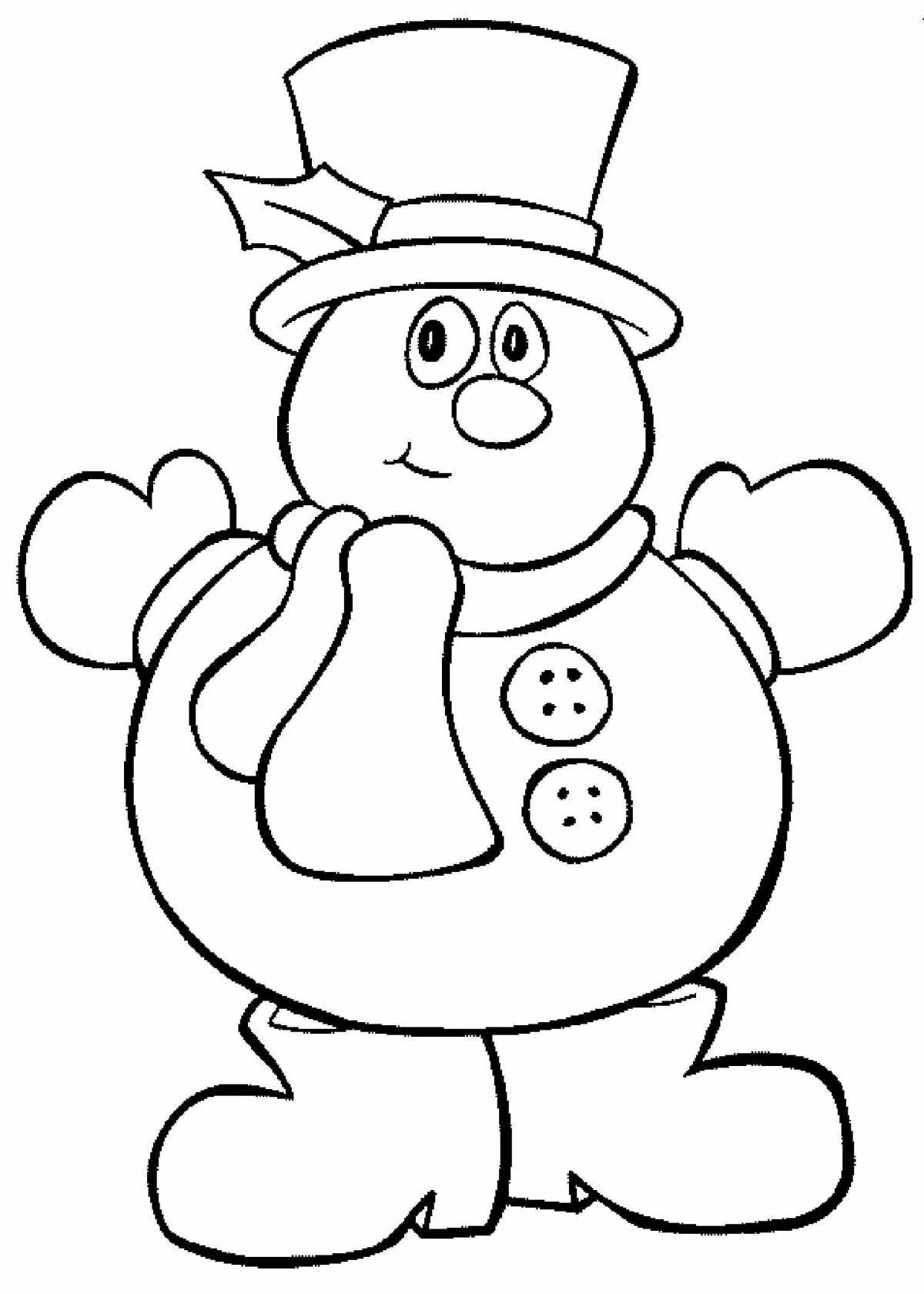 Children's coloring book with a snowman