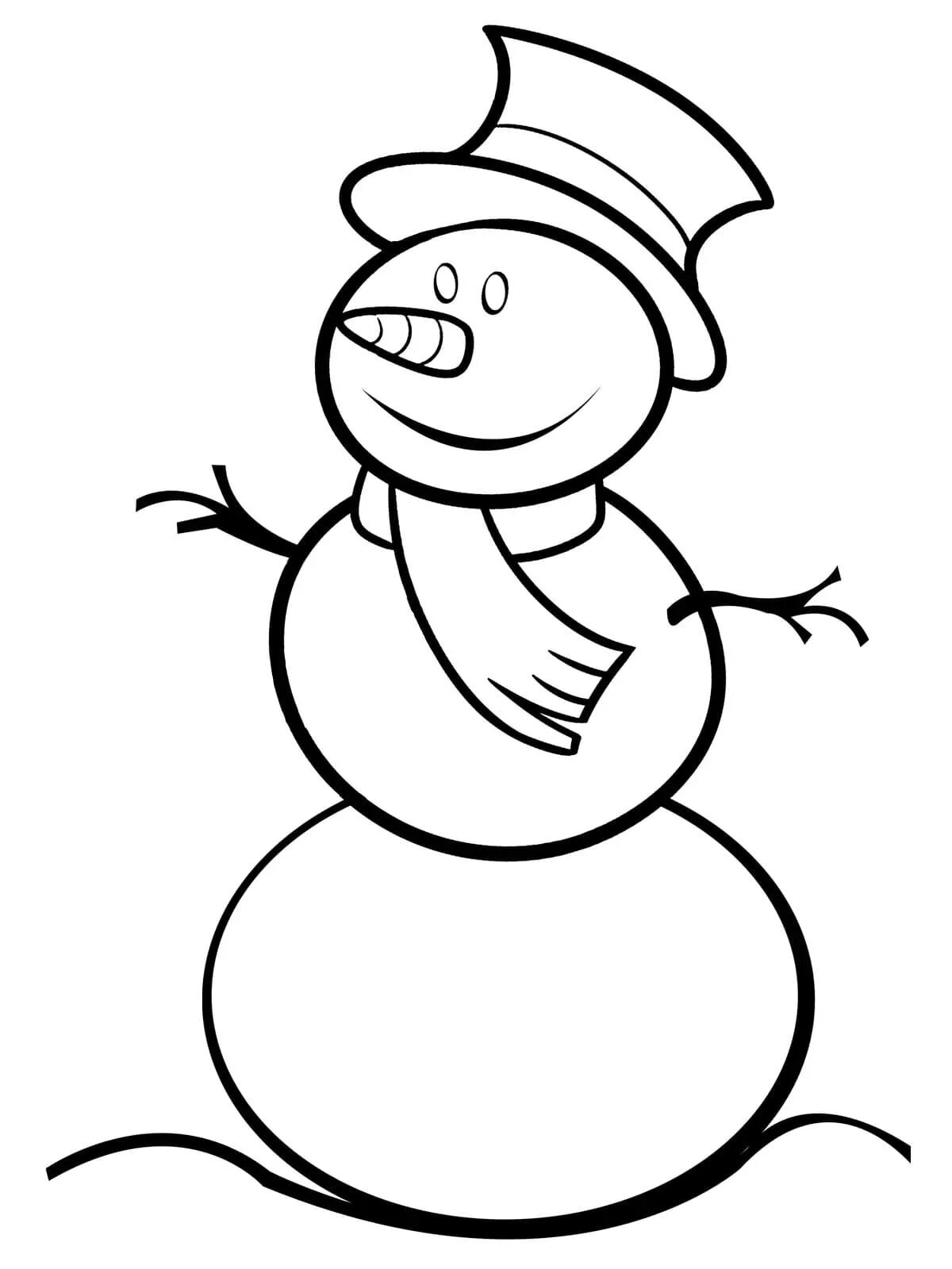 Coloring page adorable children's snowman