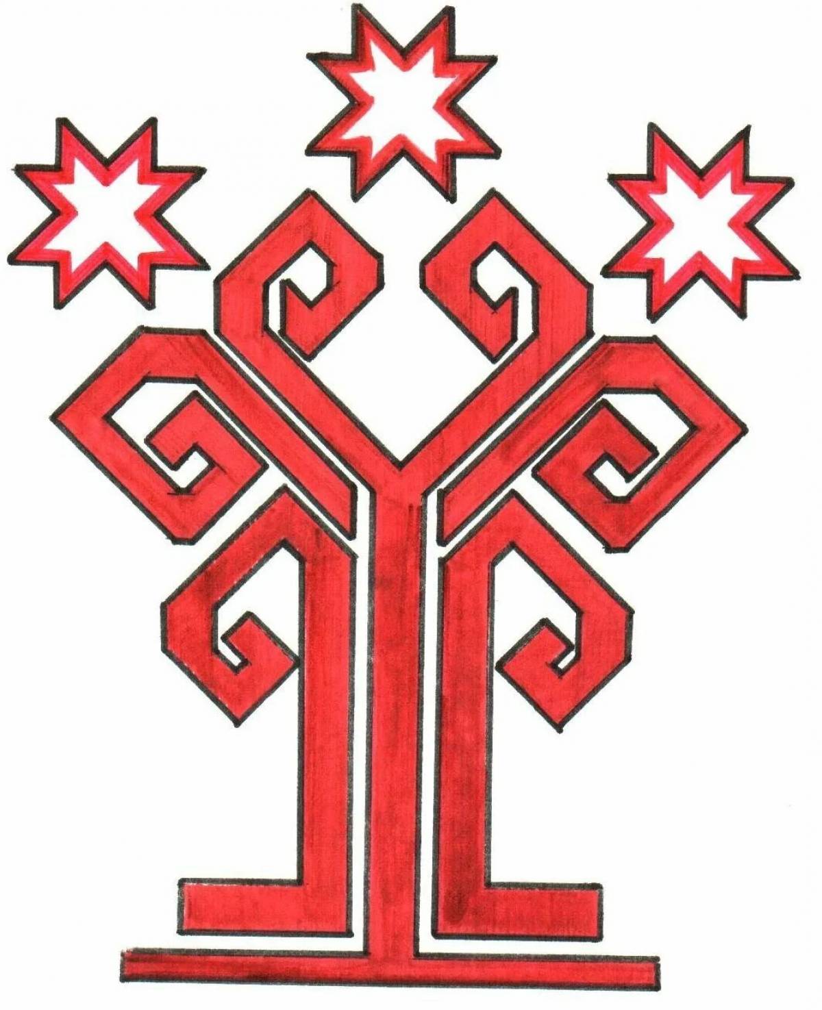 Photo Coloring majestic Chuvash ornament