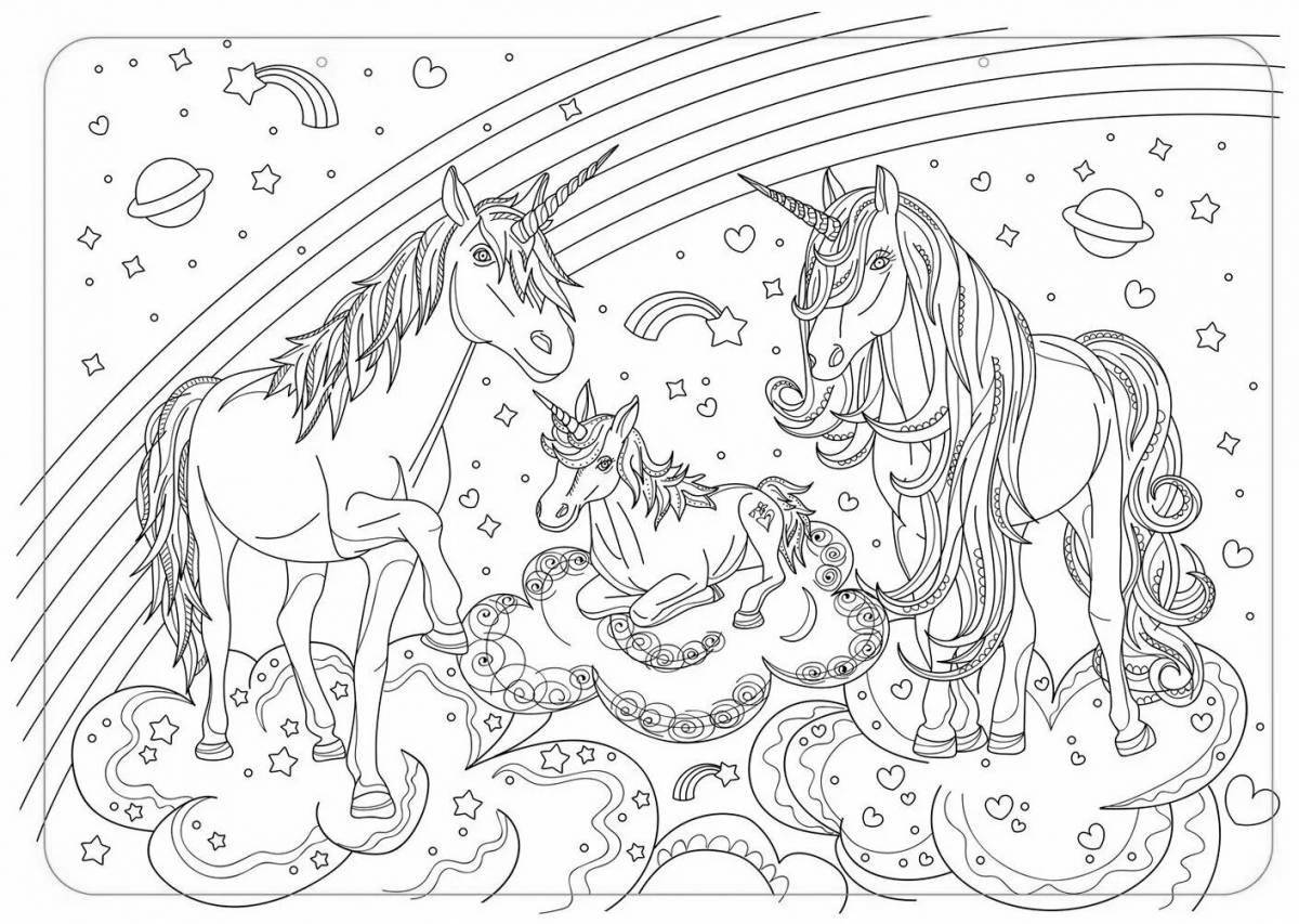 Magic unicorns shining coloring book