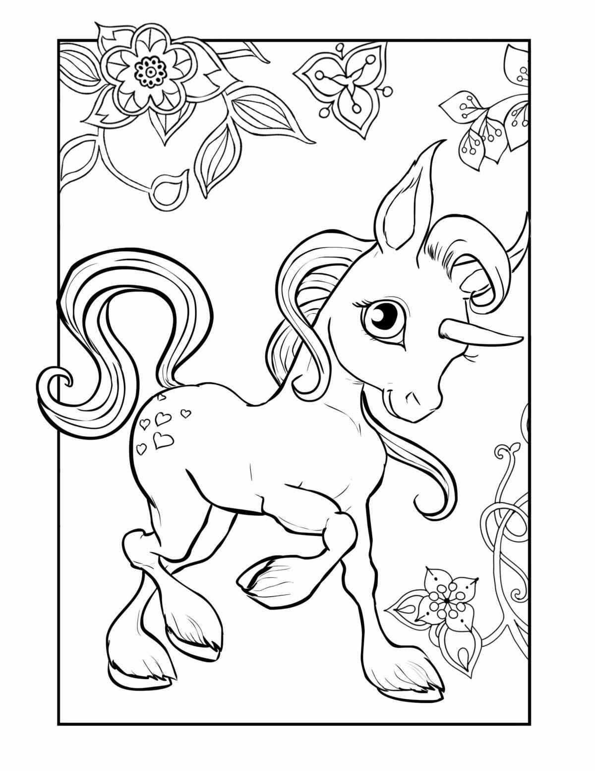 Magic unicorns glitter coloring pages