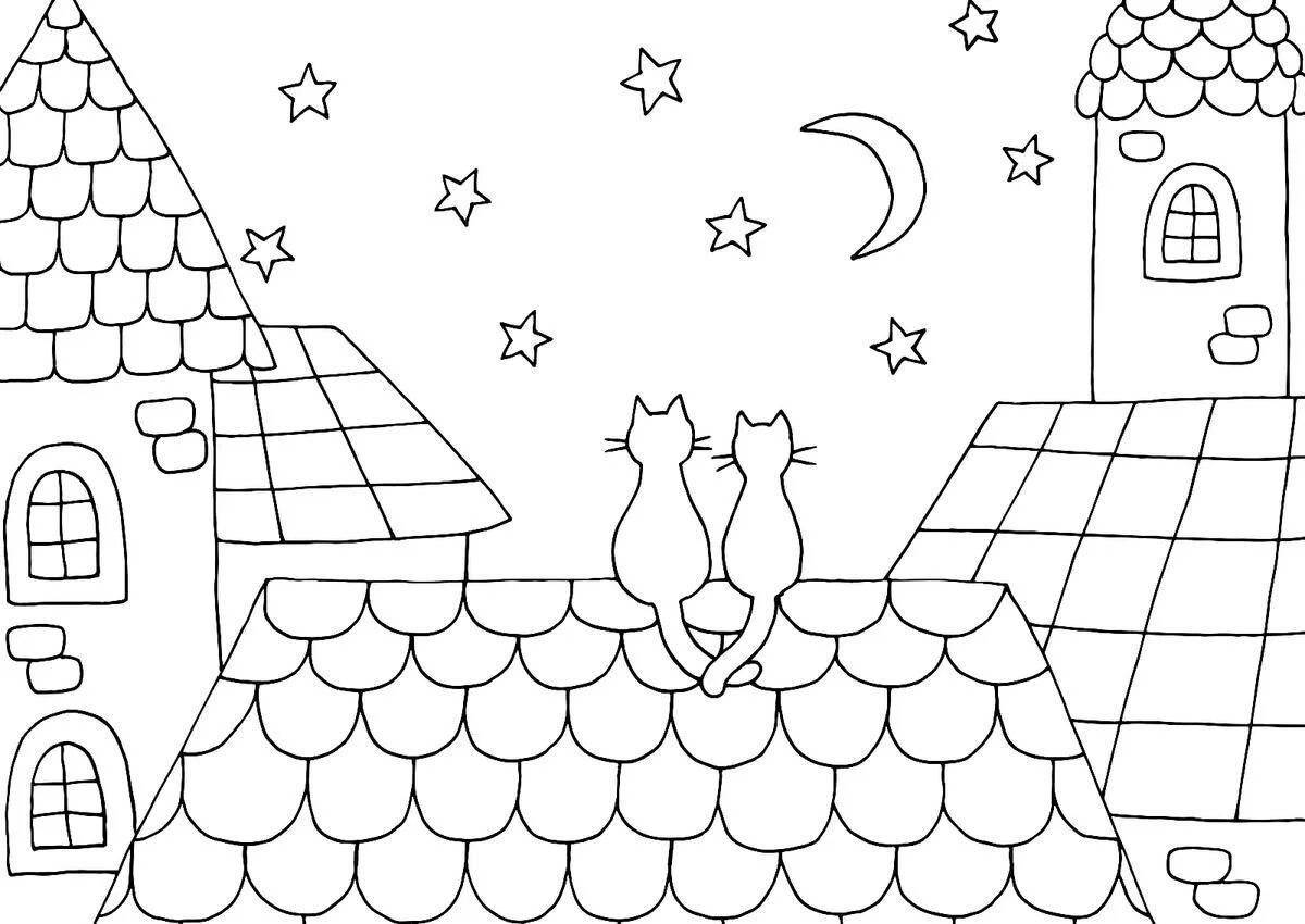 Coloring page gorgeous house roof