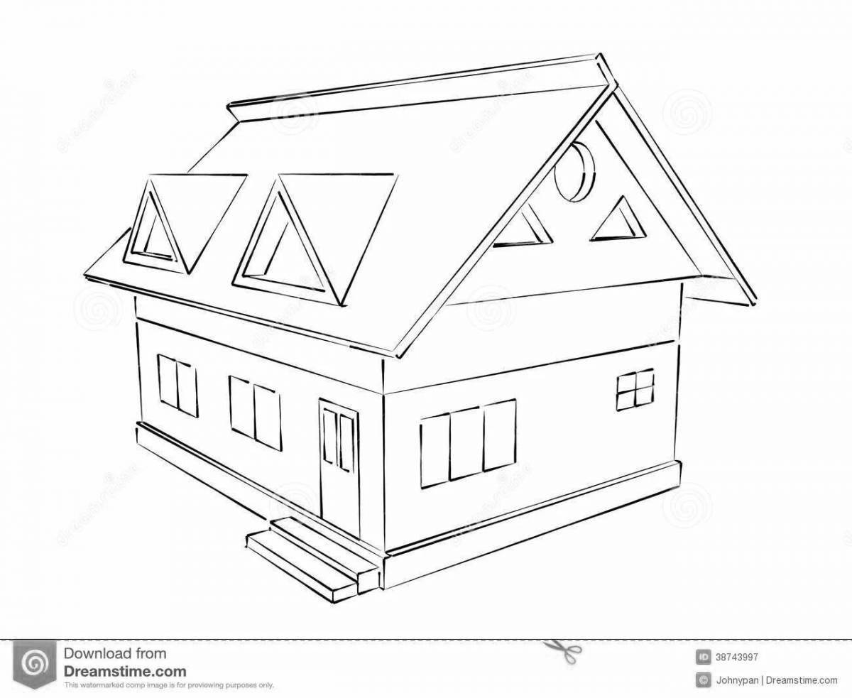 Coloring page majestic roof of the house