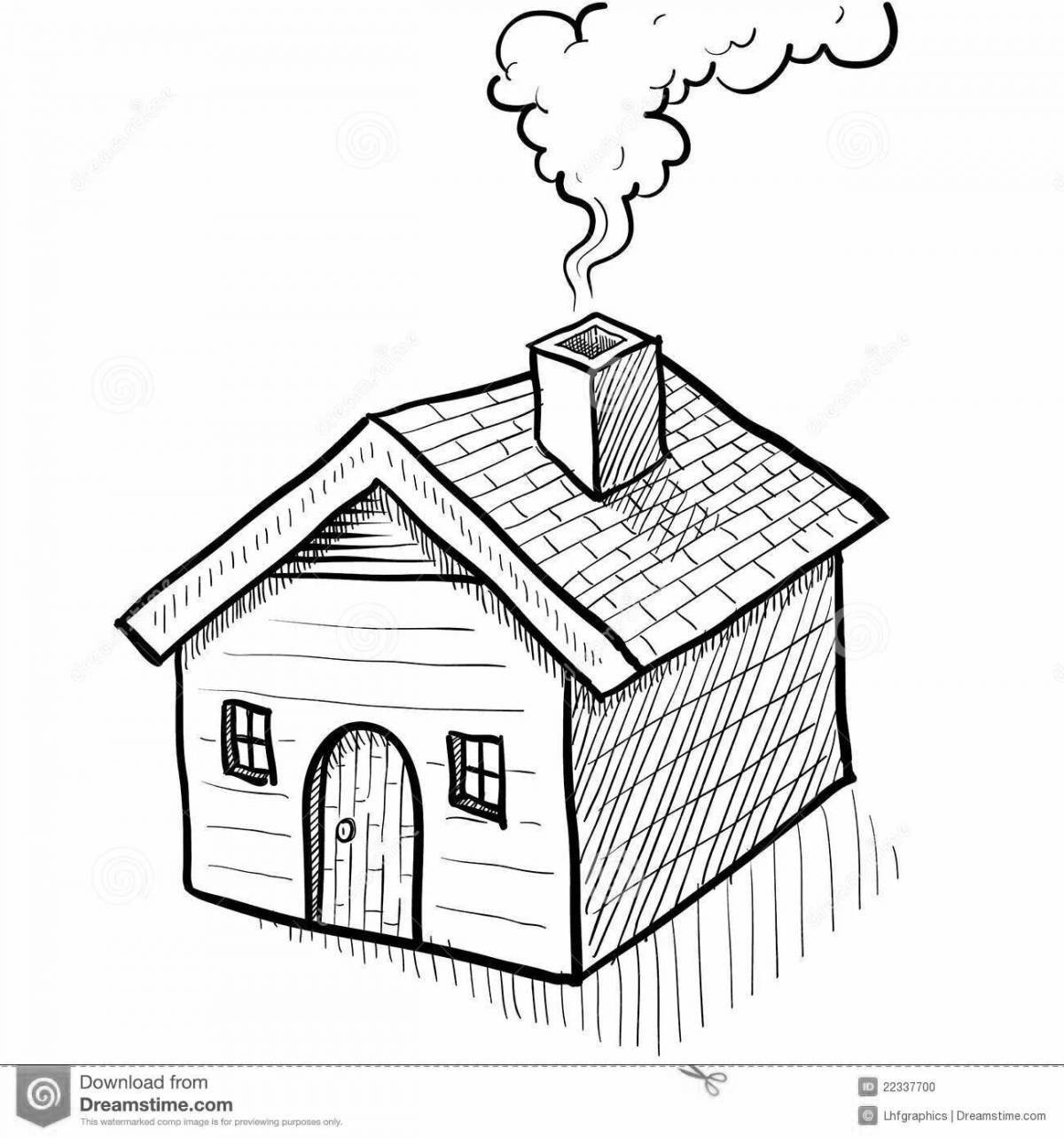Coloring page charming house roof