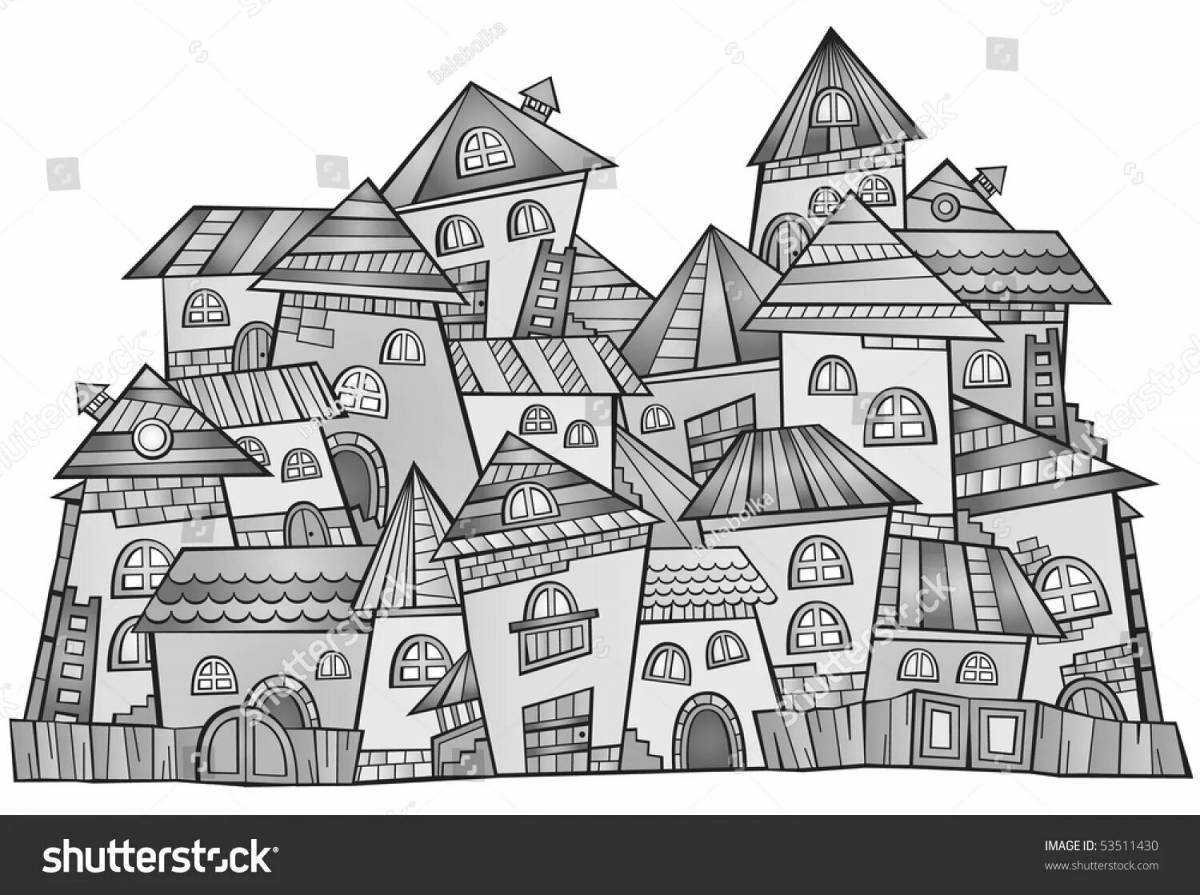Colouring awesome house roof