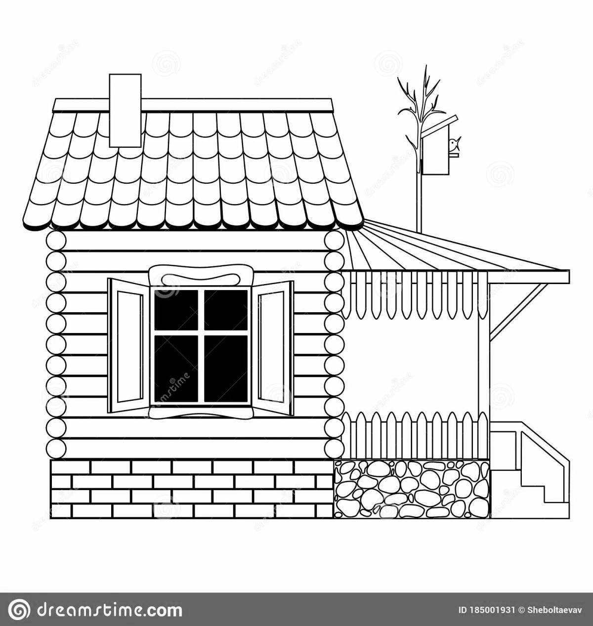 Coloring book shining roof of the house