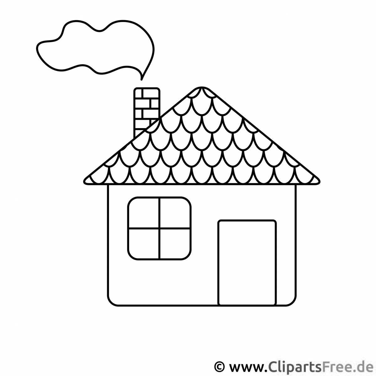 Cute house roof coloring page