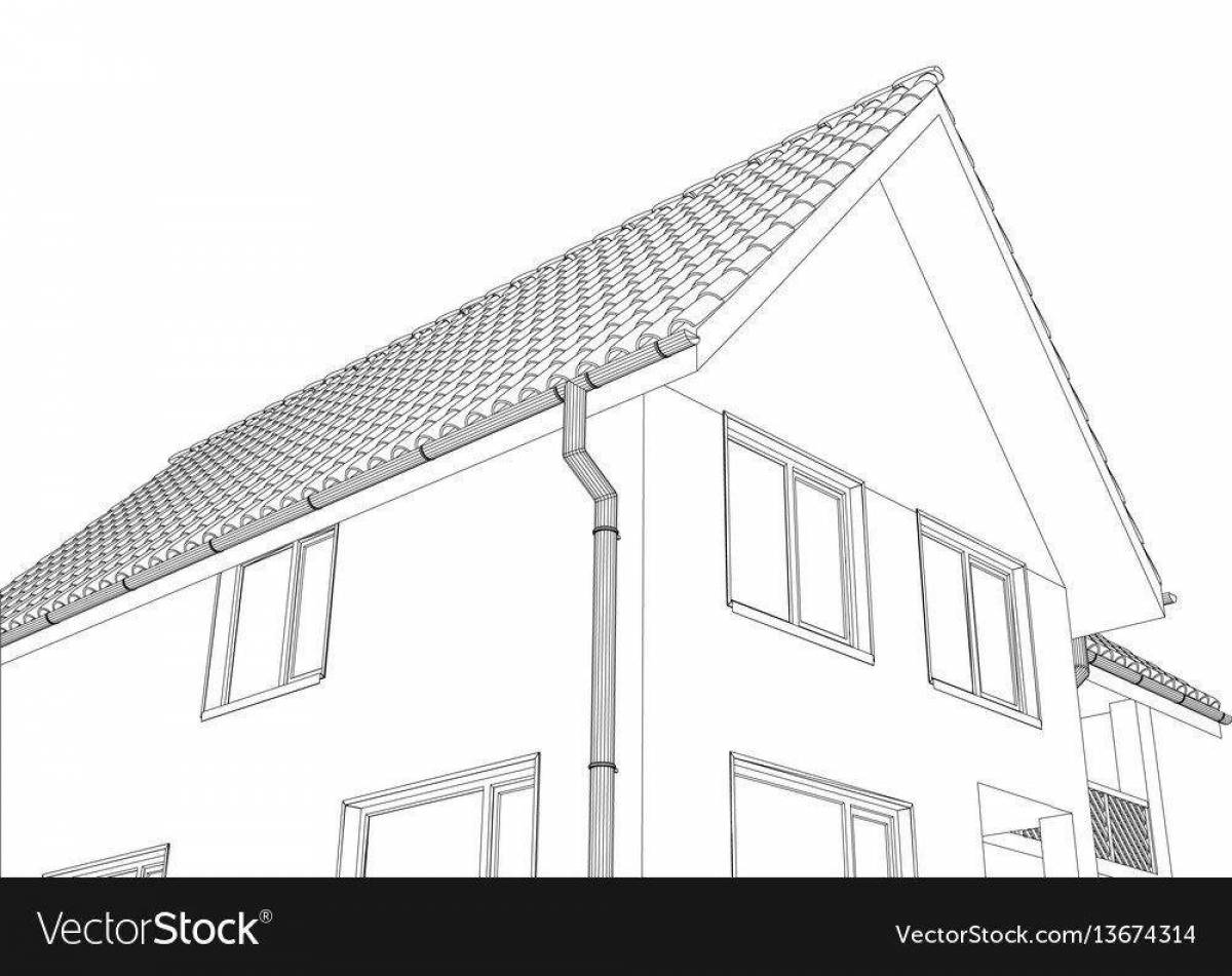 Adorable house roof coloring page