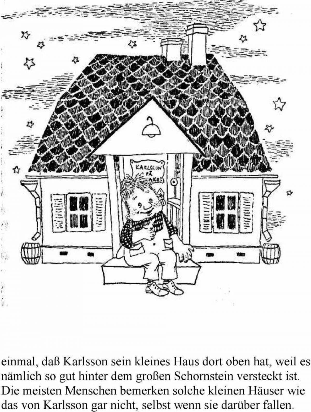 Coloring page for fearsome house roof