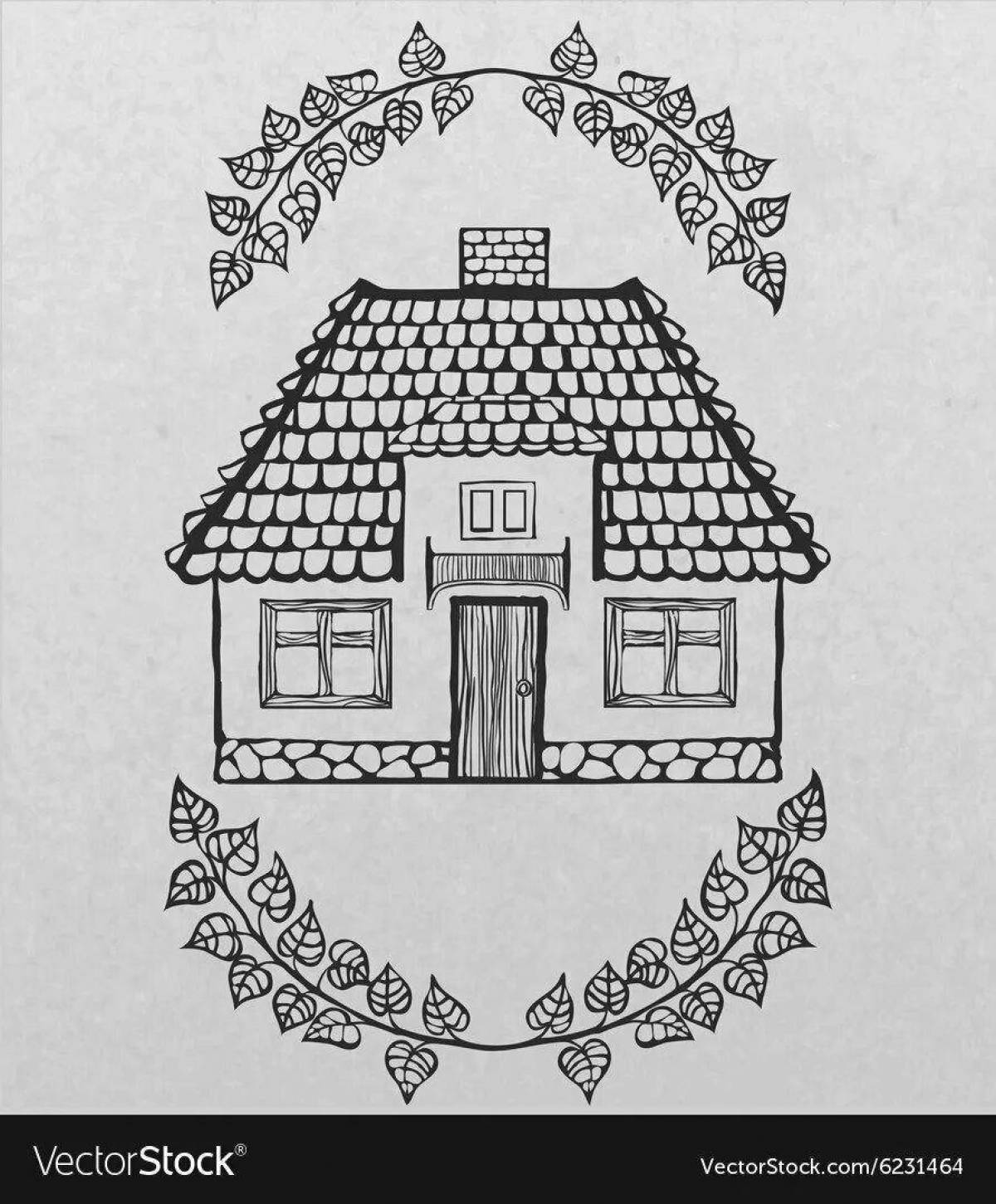 Impressive house roof coloring page