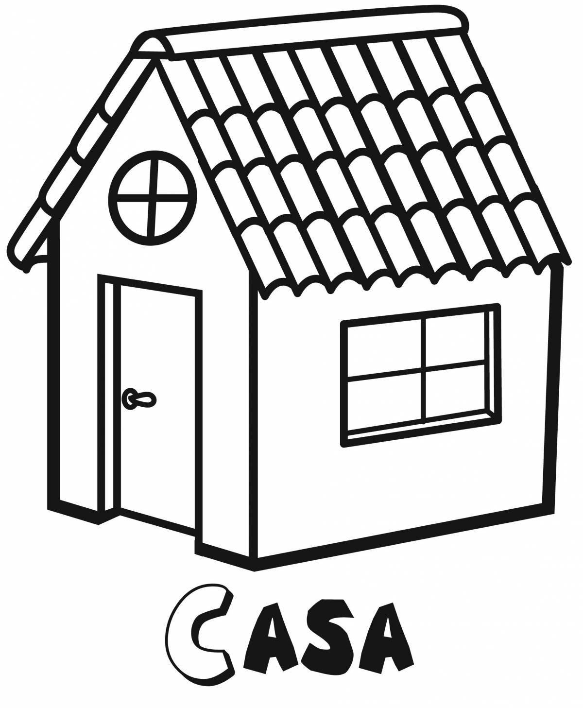 Coloring fairytale house roof