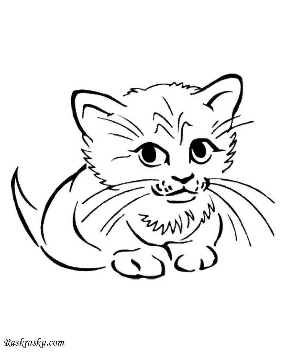 Playful cat coloring page