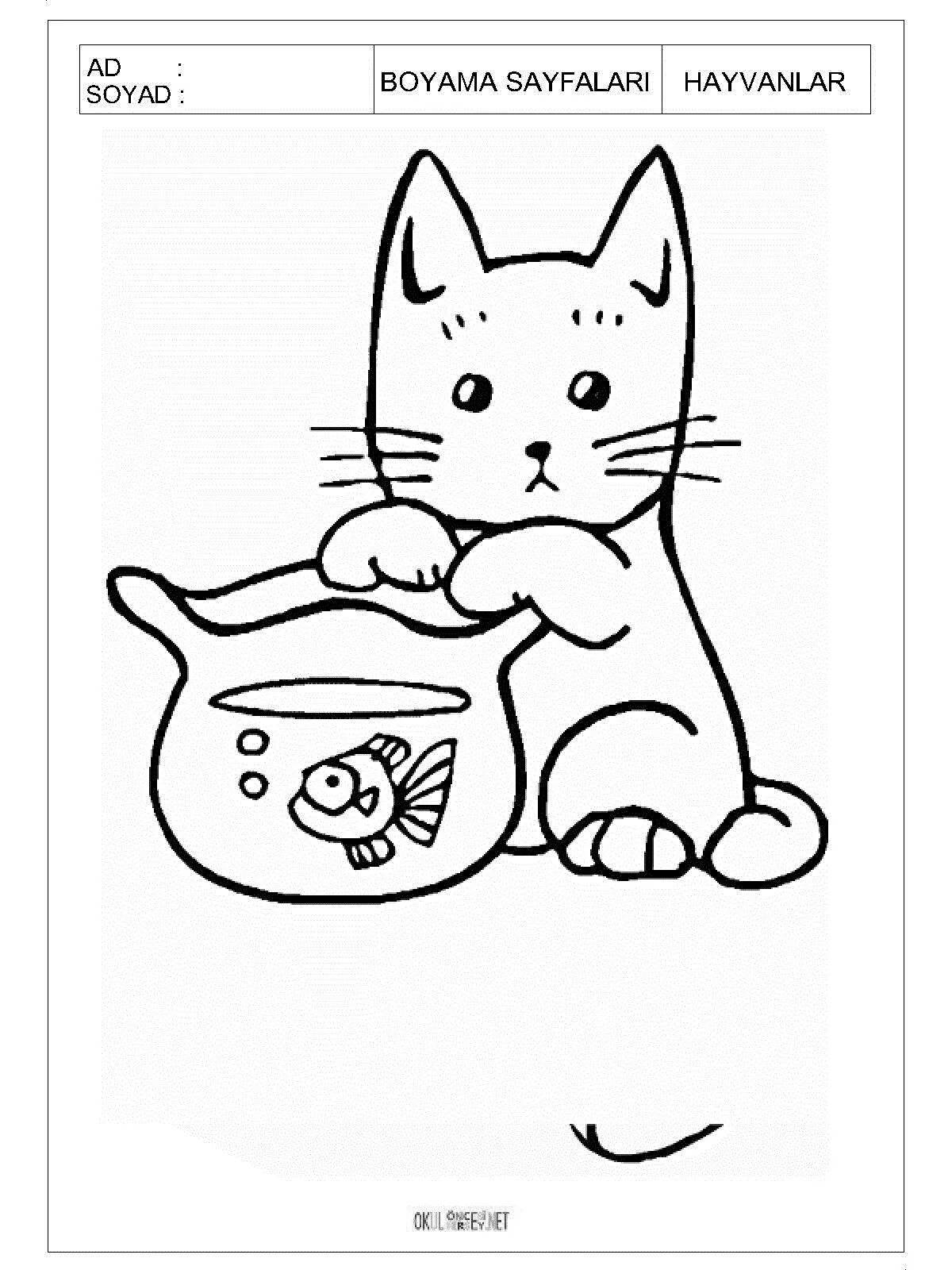 Adorable cat coloring page
