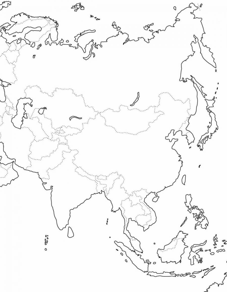 Контурная карта Евразии со странами