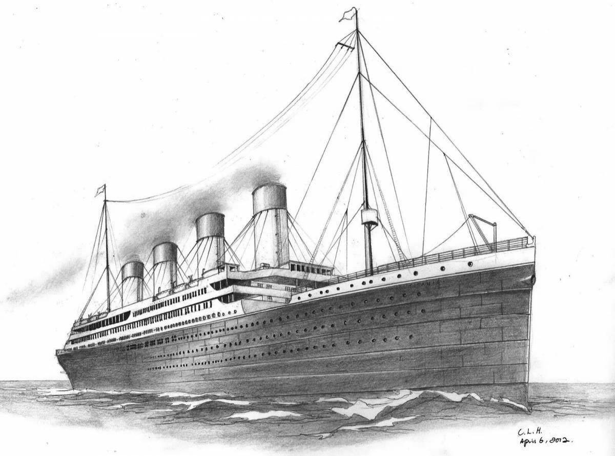 Рисовать корабль Титаник