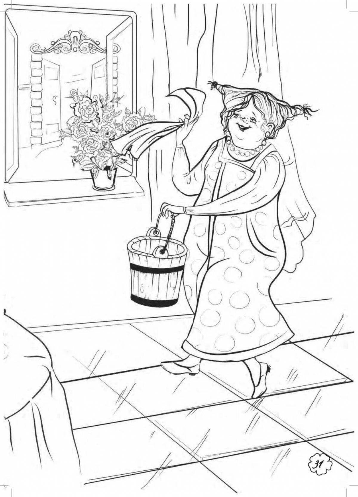 Coloring page bright lady snowstorm