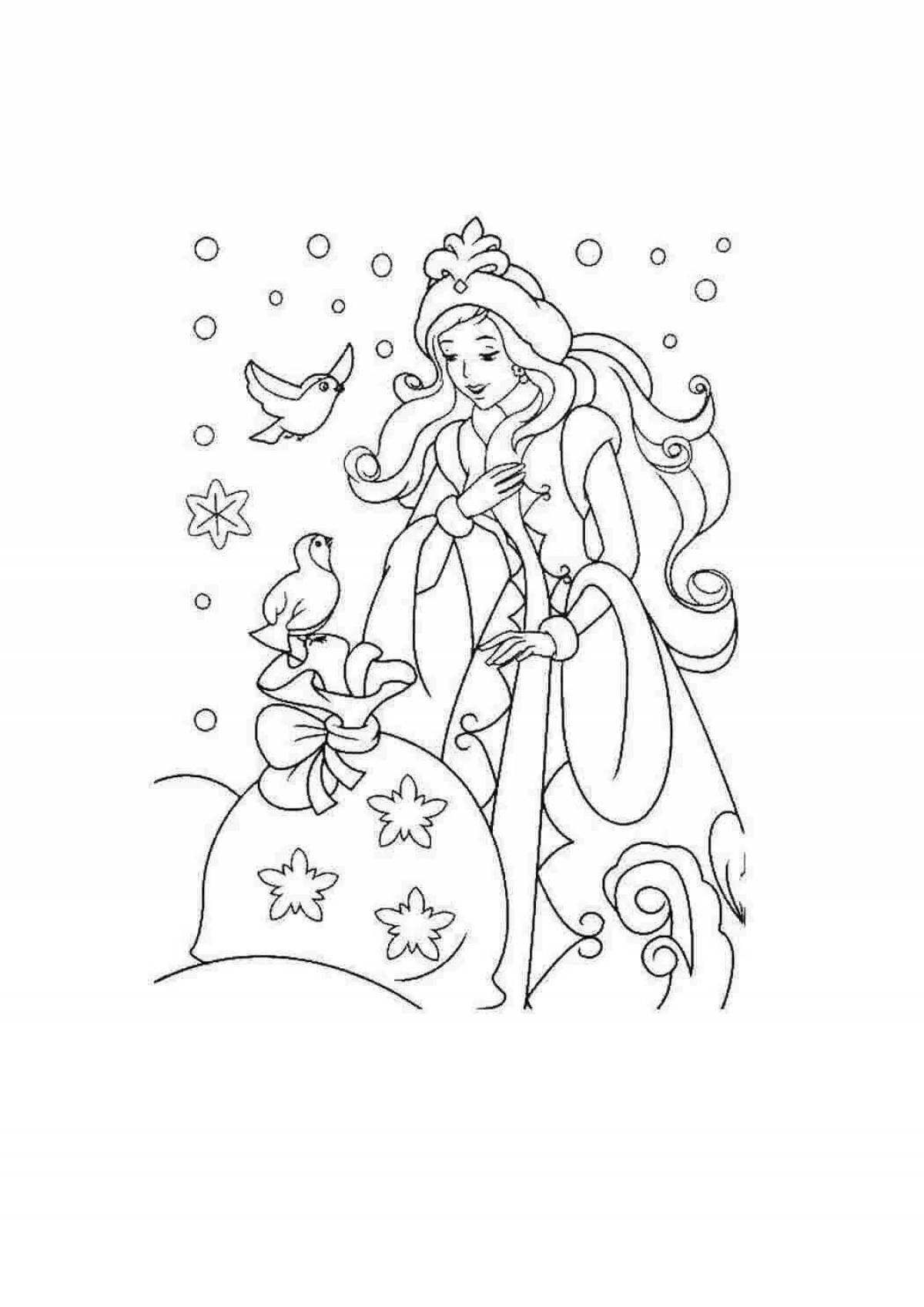 Coloring page sparkling lady snowstorm