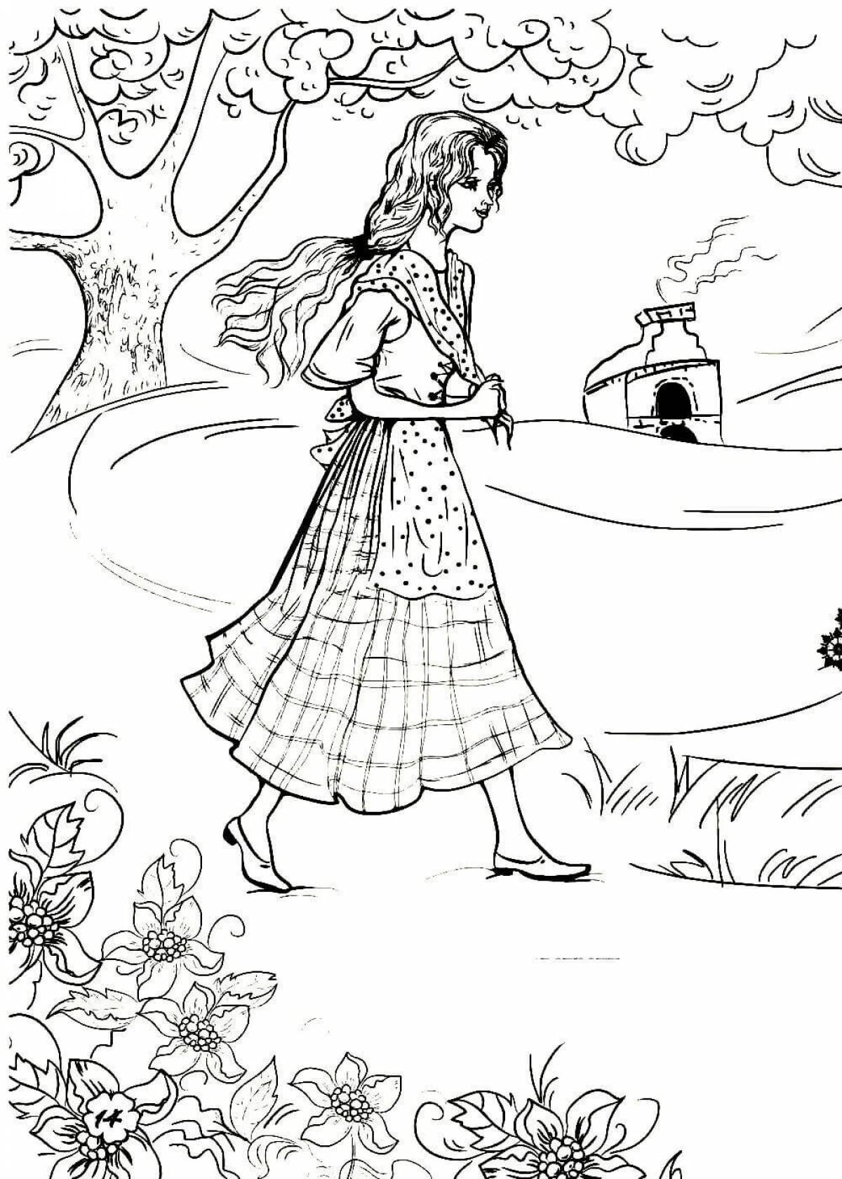 Generous lady snowstorm coloring page