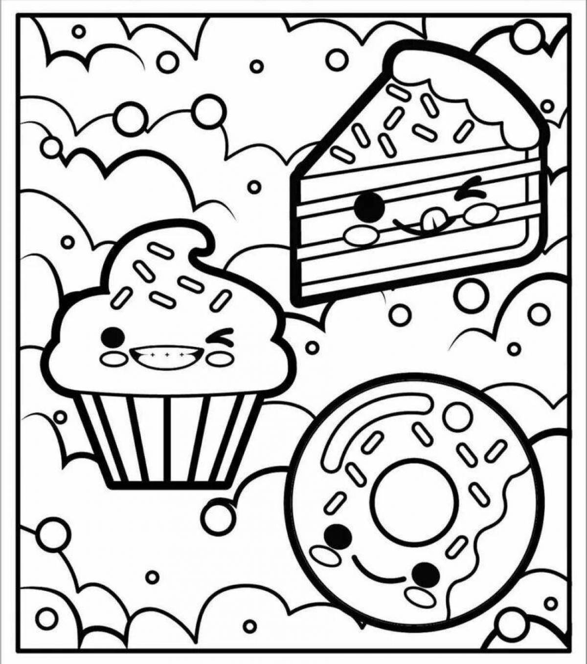 Exciting coloring cute sweets