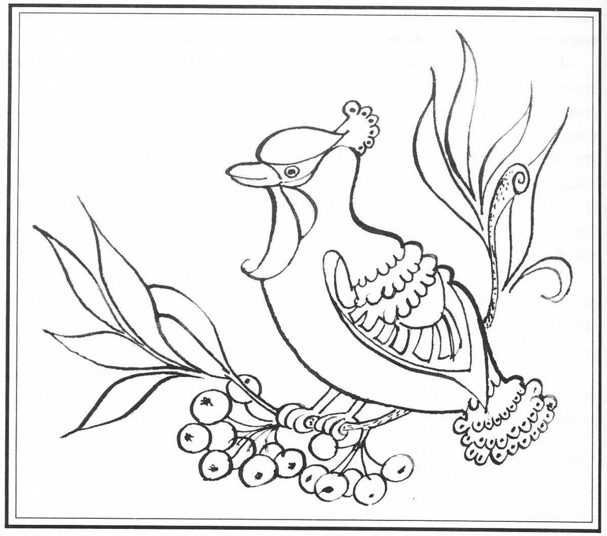 Coloring page elegant waxwing bird