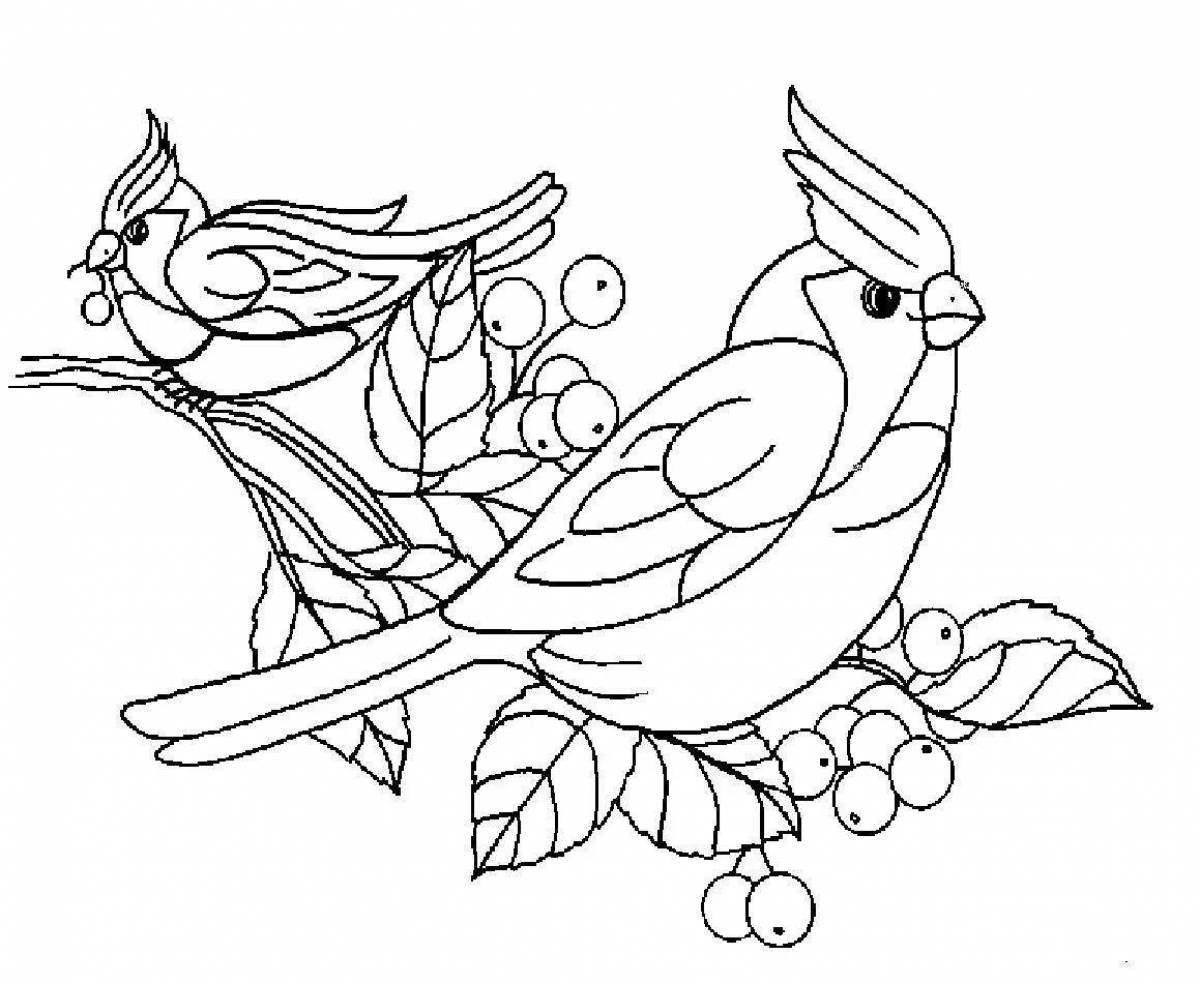 Detailed waxwing bird coloring page
