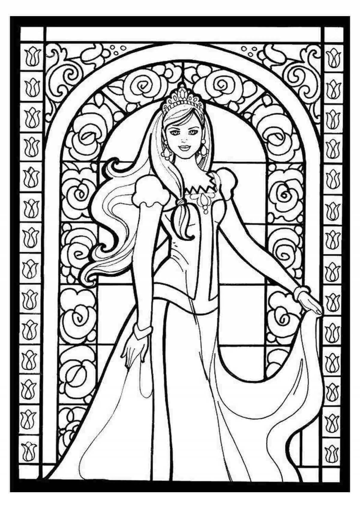 Grand coloring page princess antistress