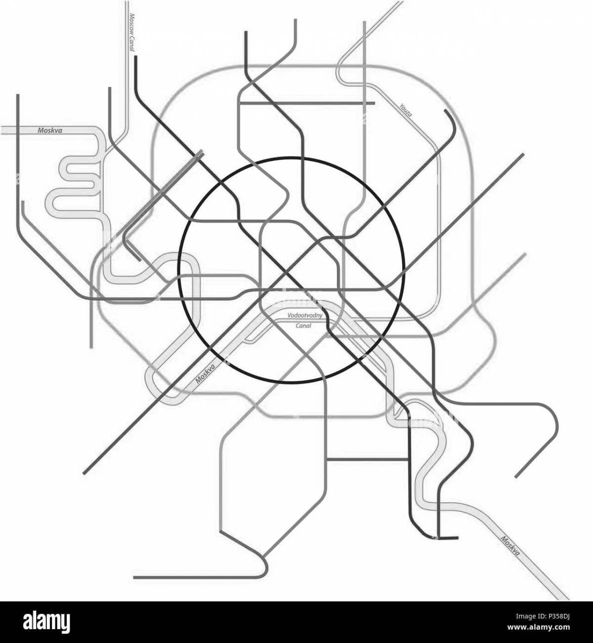 Detailed subway coloring map