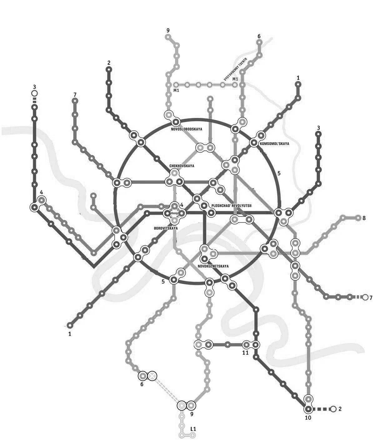 Веселая раскраска карта метро