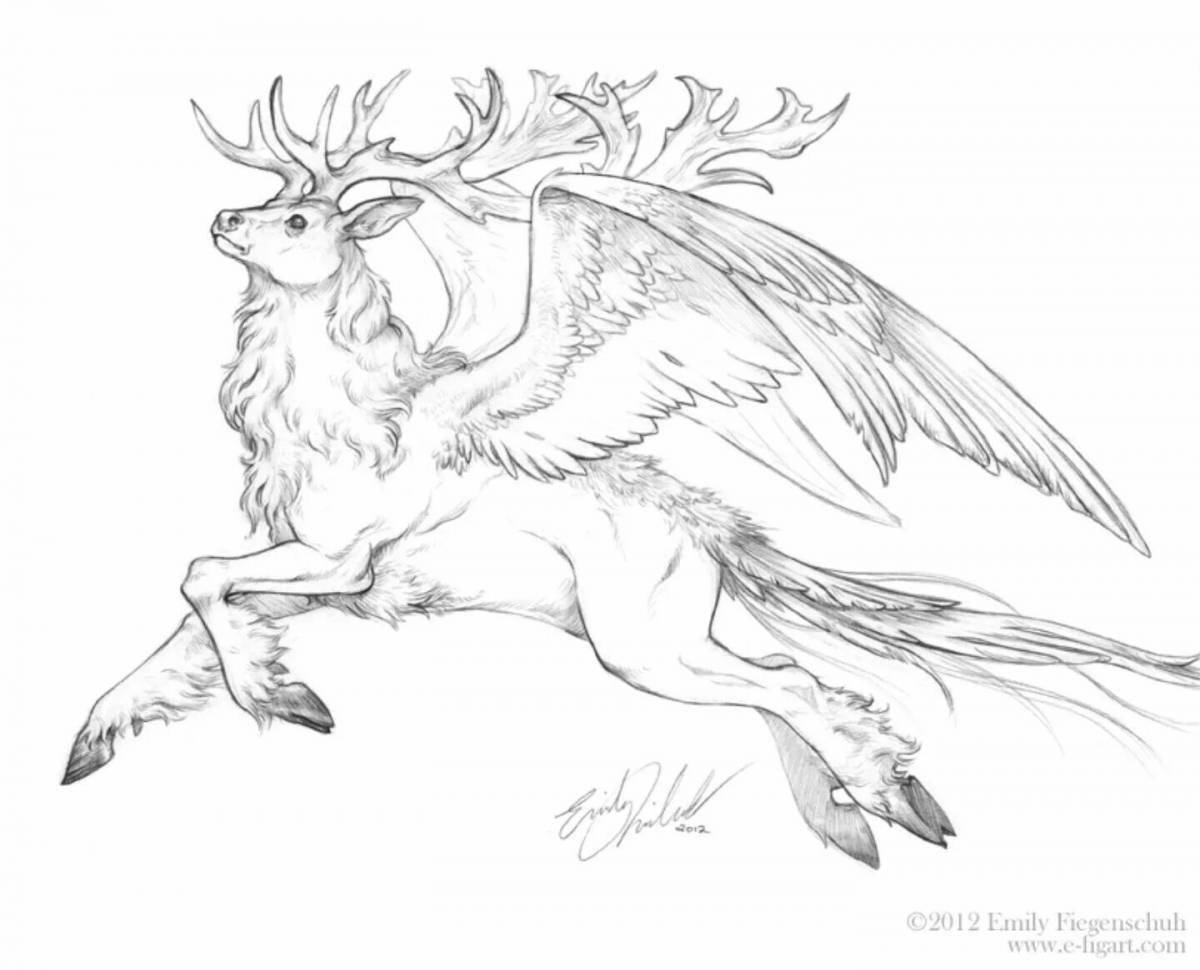 Photo Radiant coloring page magical animals