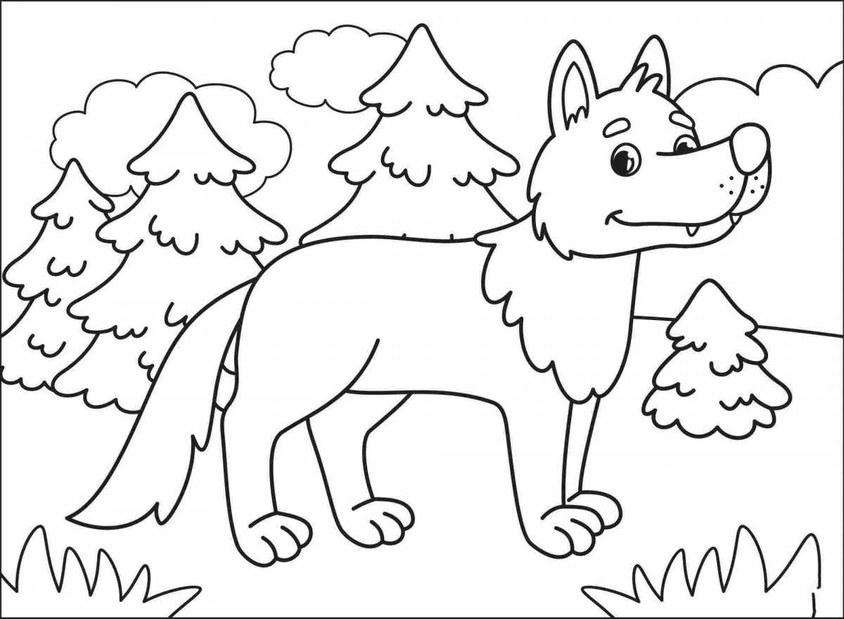 Раскраска свирепый зимний волк