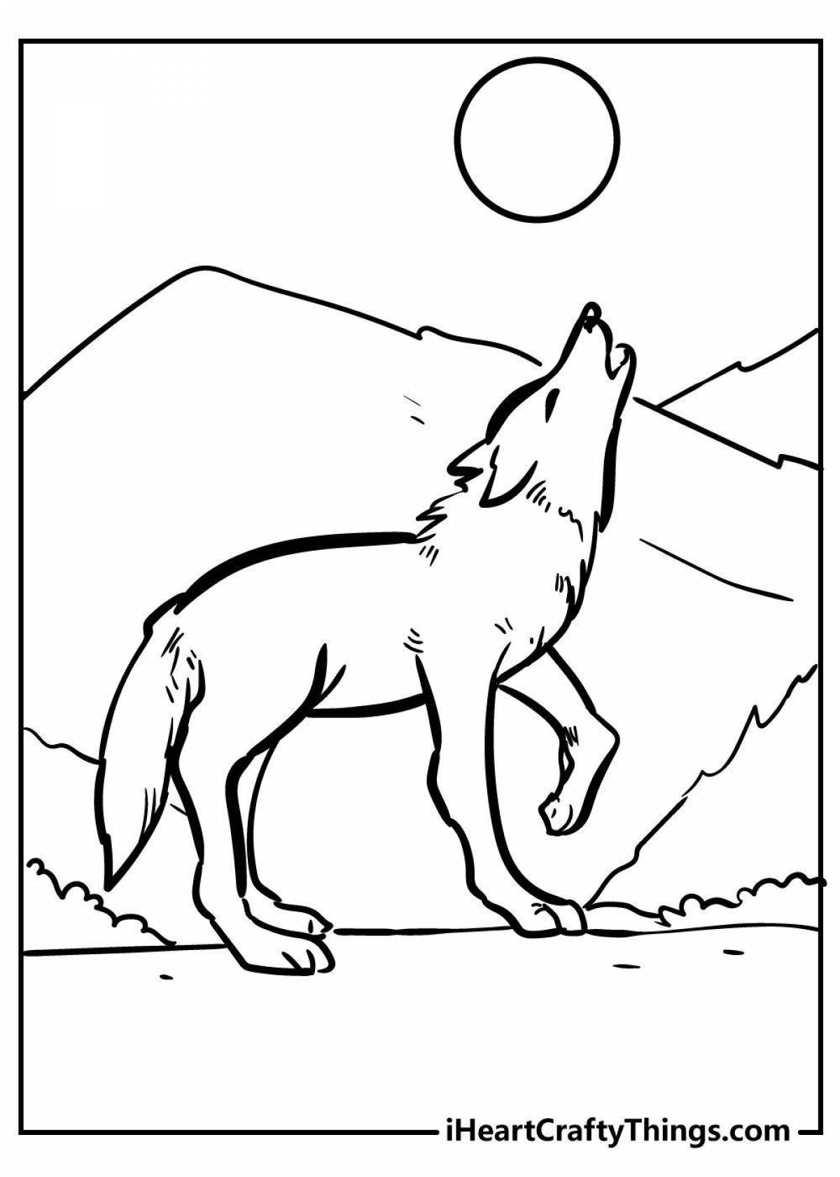 Раскраска благородный зимний волк